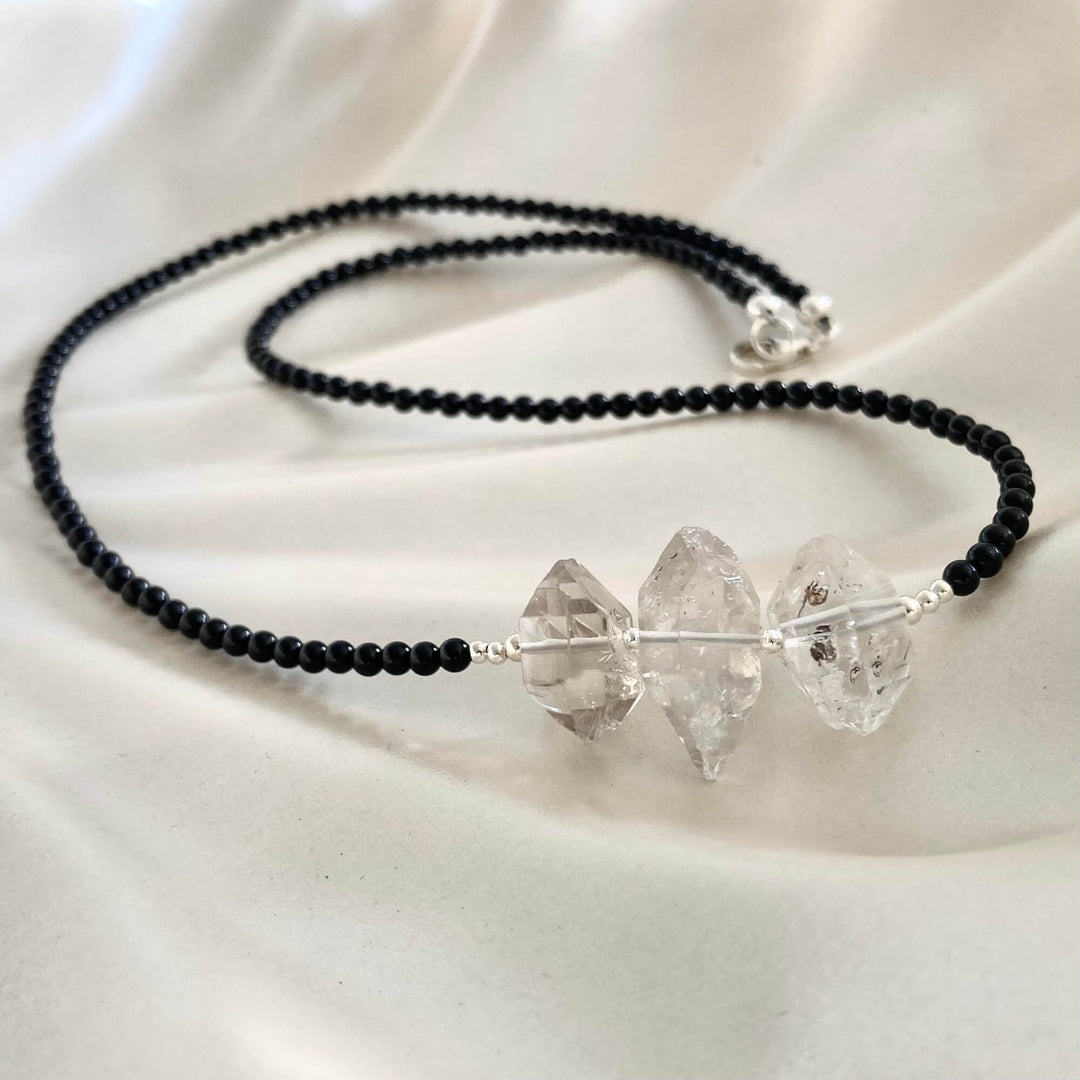 Herkimer Diamond & Black Tourmaline Necklace