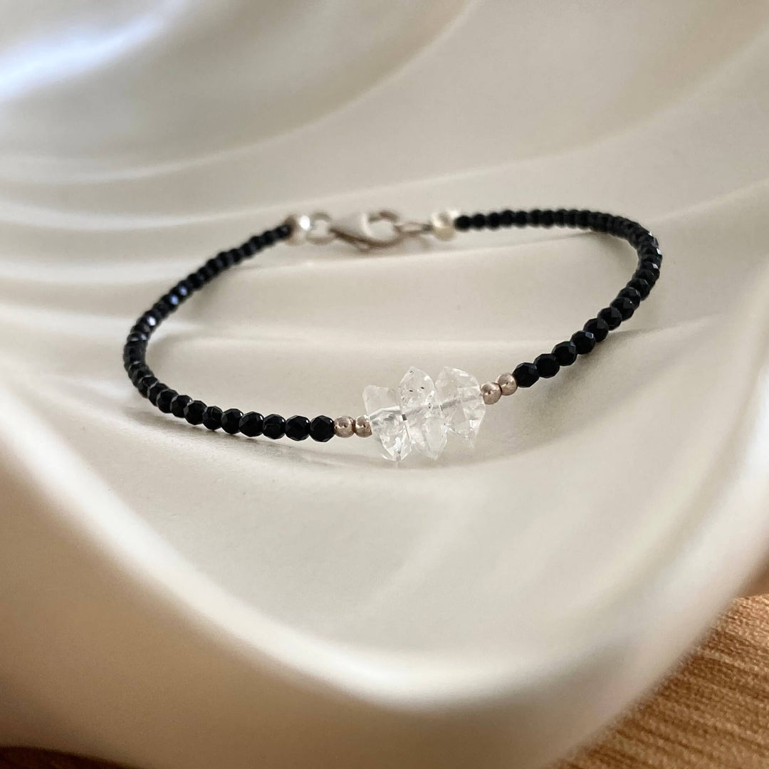 Herkimer Diamond & Black Tourmaline Bracelet