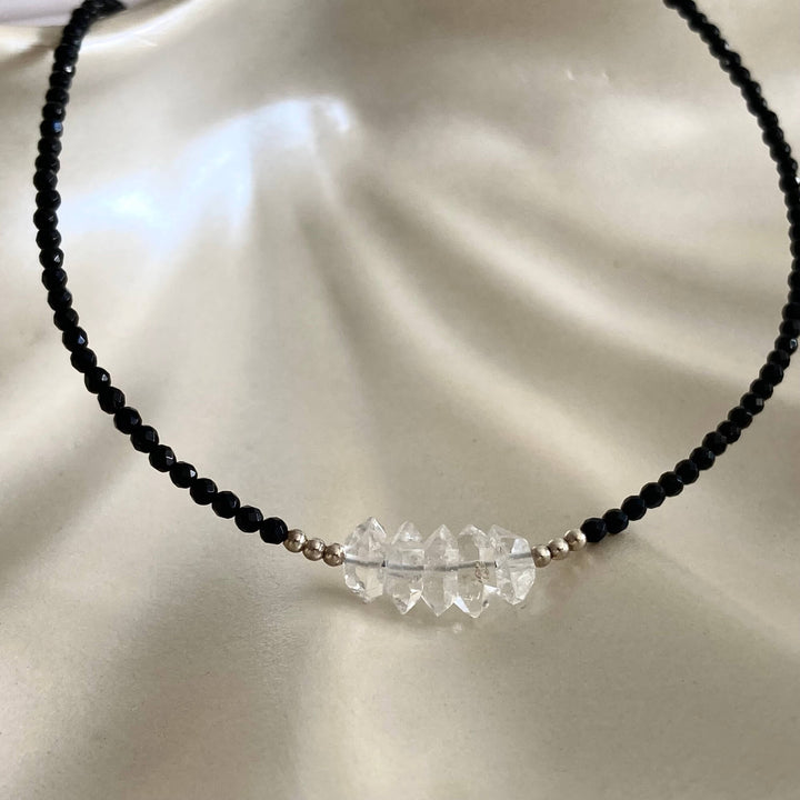 Herkimer Diamond & Black Tourmaline Necklace
