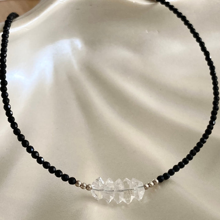 Herkimer Diamond & Black Tourmaline Necklace