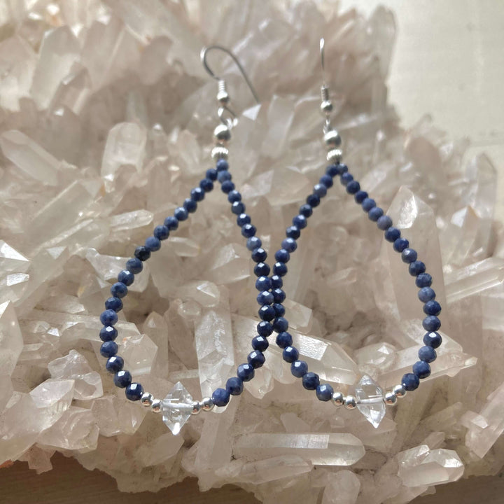 Sapphire & Herkimer Diamond Earrings