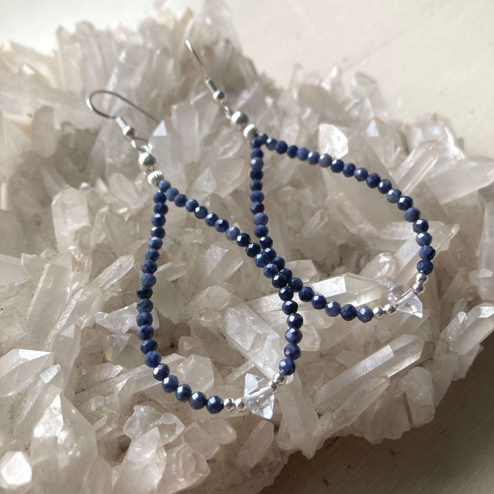Sapphire & Herkimer Diamond Earrings