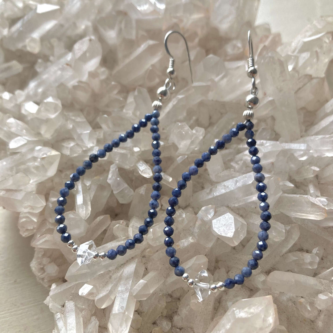 Sapphire & Herkimer Diamond Earrings