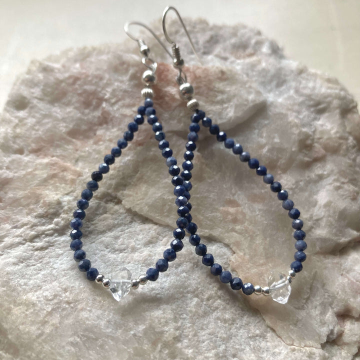 Sapphire & Herkimer Diamond Earrings