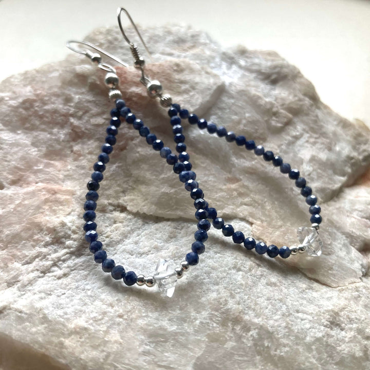 Sapphire & Herkimer Diamond Earrings