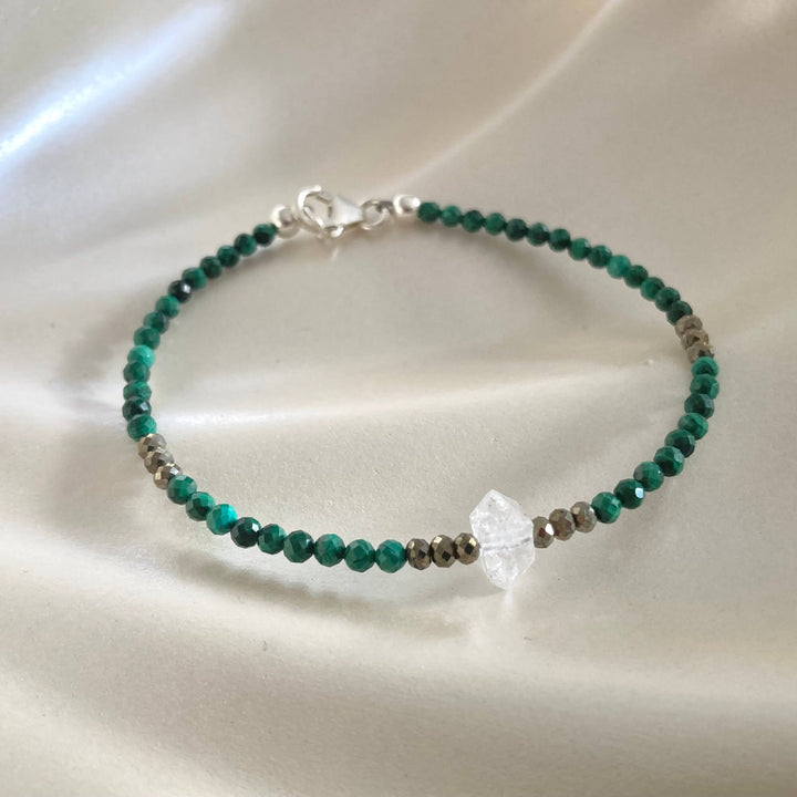 Herkimer, Malachite & Pyrite Manifestation Bracelet