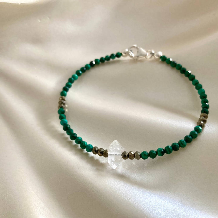 Herkimer, Malachite & Pyrite Manifestation Bracelet