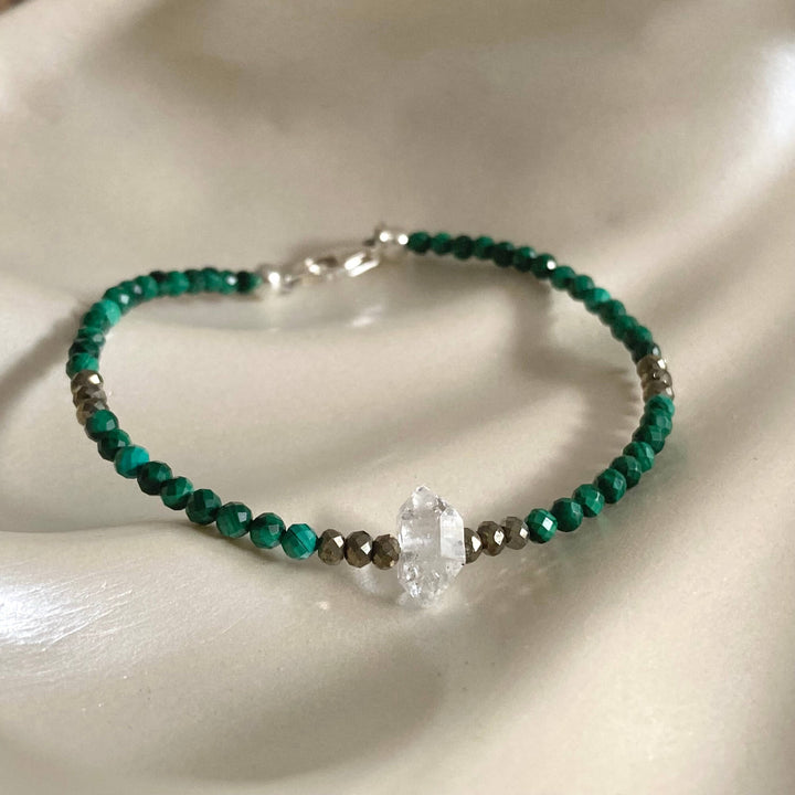 Herkimer, Malachite & Pyrite Manifestation Bracelet