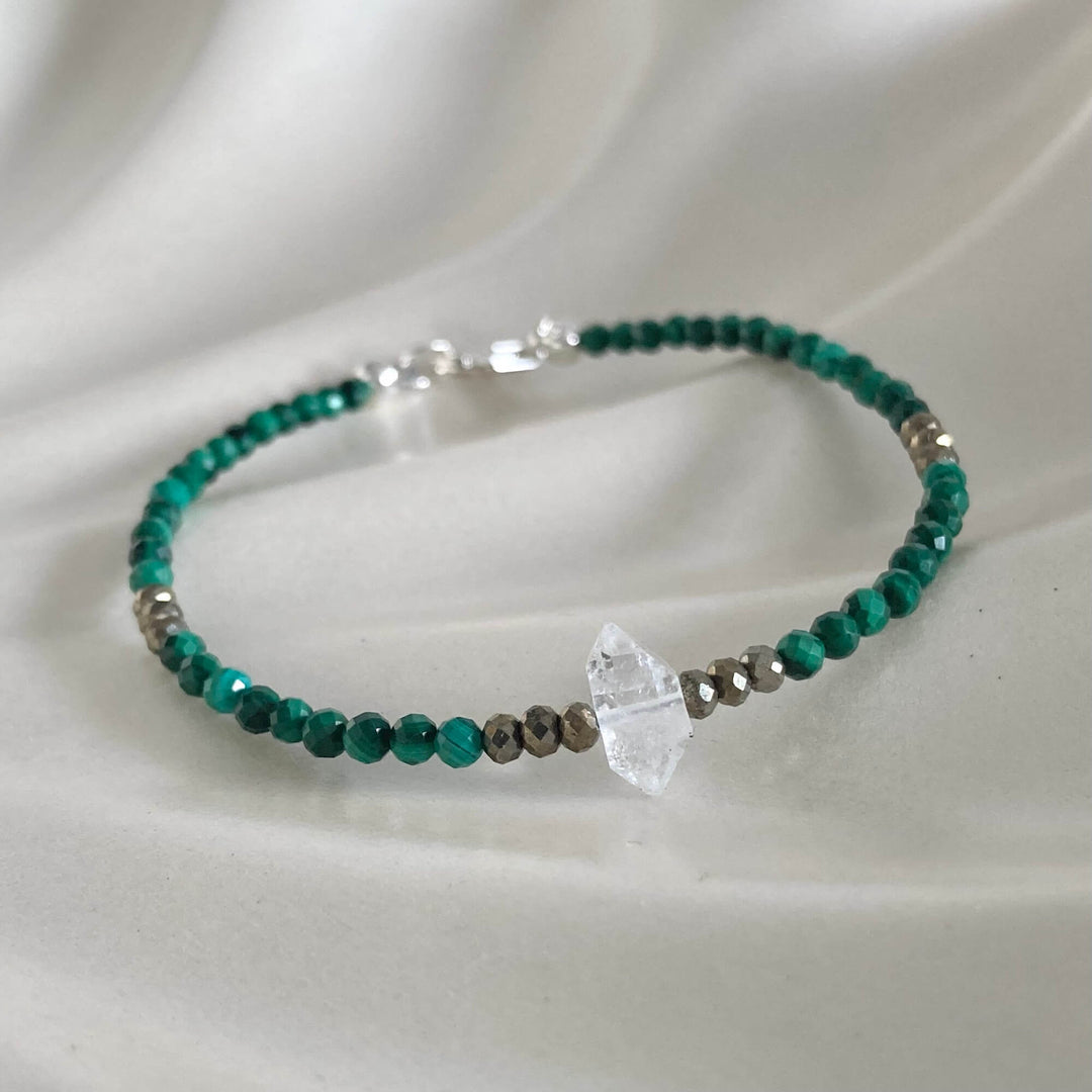 Herkimer, Malachite & Pyrite Manifestation Bracelet
