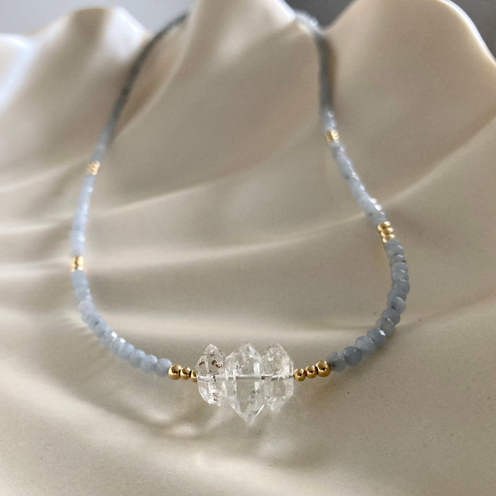 Golden Herkimer & Angelite Necklace