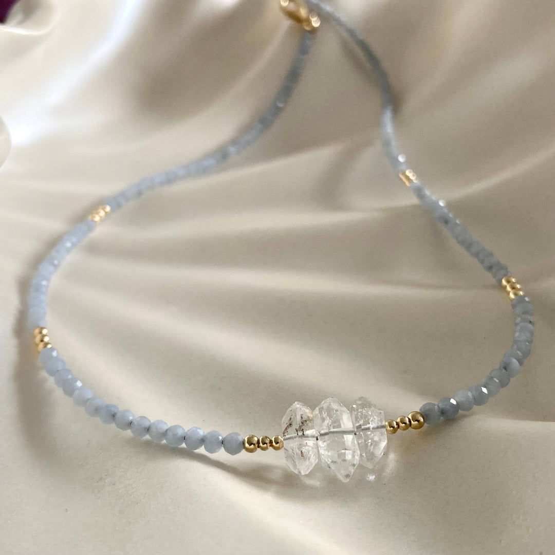 Golden Herkimer & Angelite Necklace