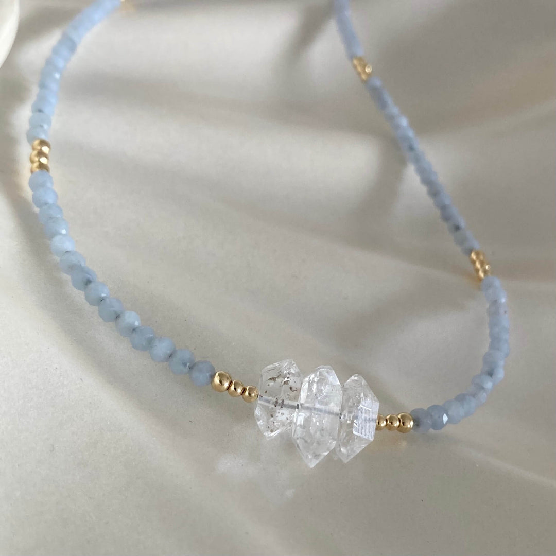 Golden Herkimer & Angelite Necklace