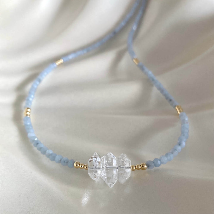 Golden Herkimer & Angelite Necklace