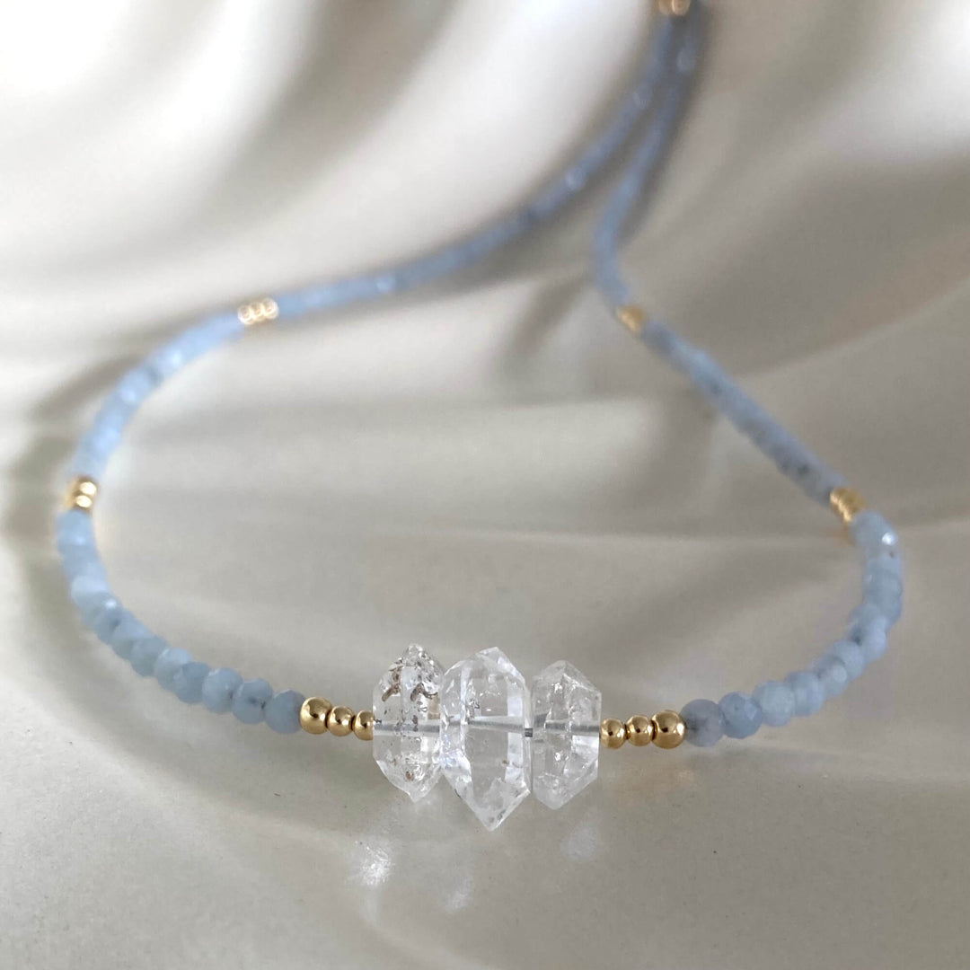 Golden Herkimer & Angelite Necklace
