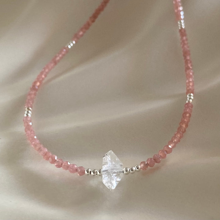 Rhodonite & Herkimer Diamond Necklace