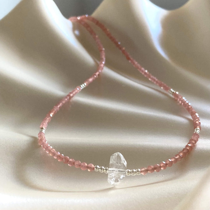 Rhodonite & Herkimer Diamond Necklace