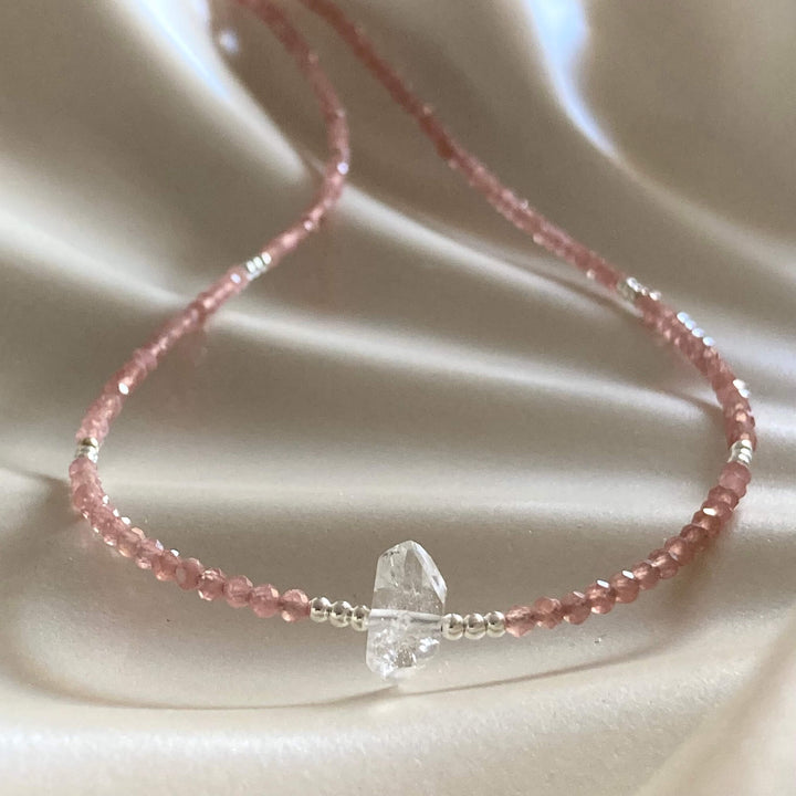 Rhodonite & Herkimer Diamond Necklace