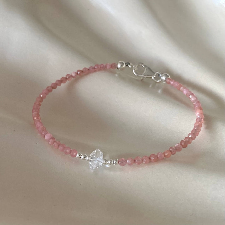 Rhodonite & Herkimer Diamond Bracelet