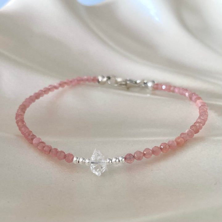 Rhodonite & Herkimer Diamond Bracelet