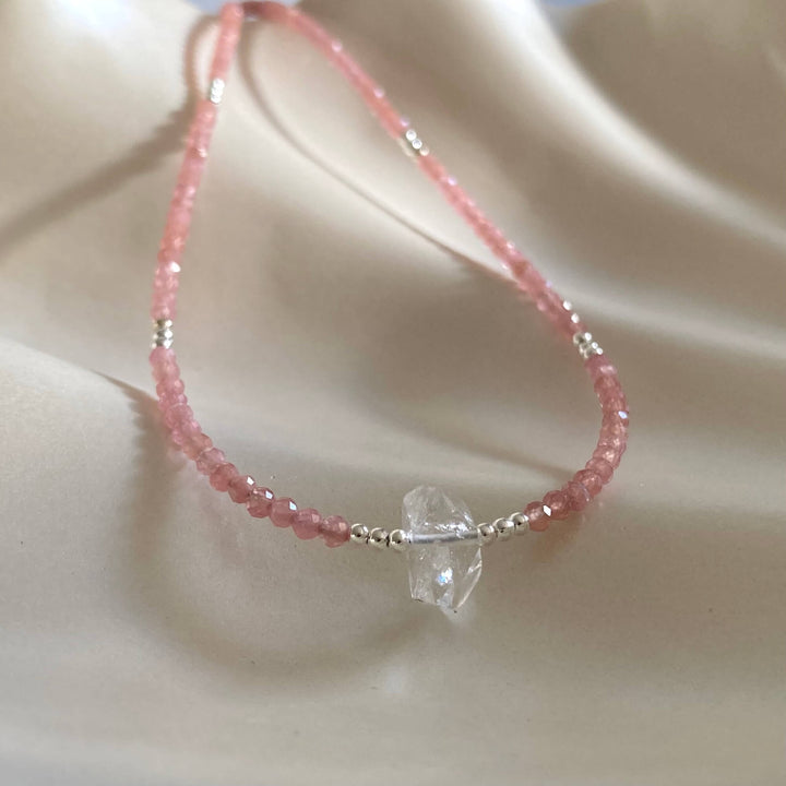 Rhodonite & Herkimer Diamond Necklace