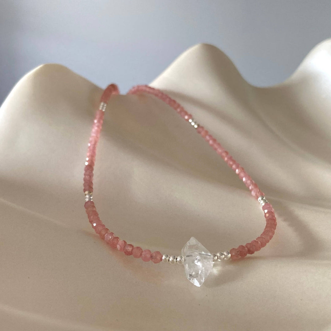 Rhodonite & Herkimer Diamond Necklace