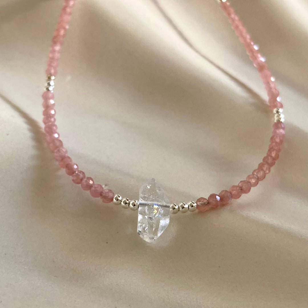 Rhodonite & Herkimer Diamond Necklace