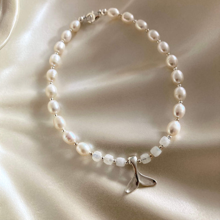 One Of A Kind Whale Song Moonstone & Pearl Anklet