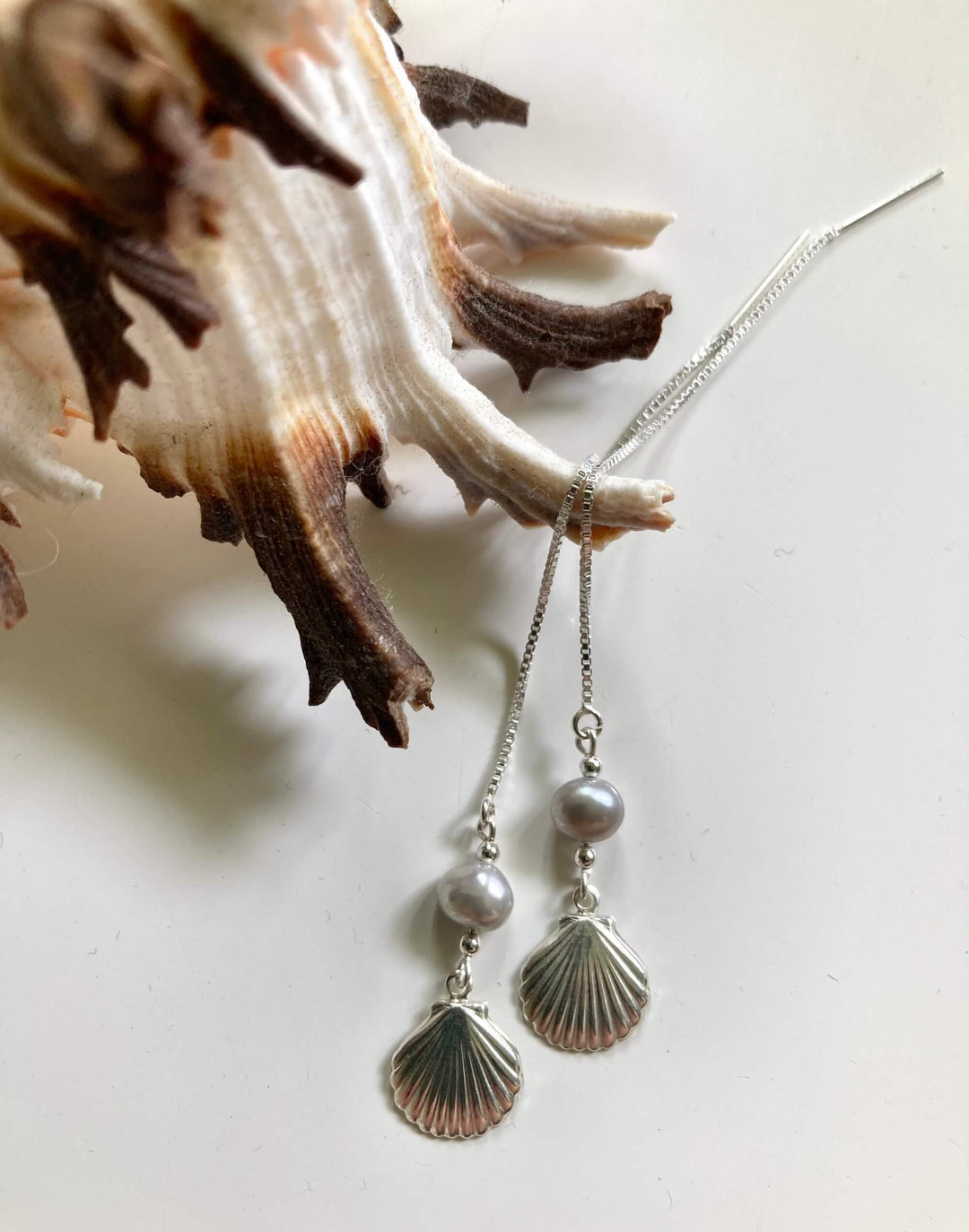 Shellandpearlthreadearringsforwomen