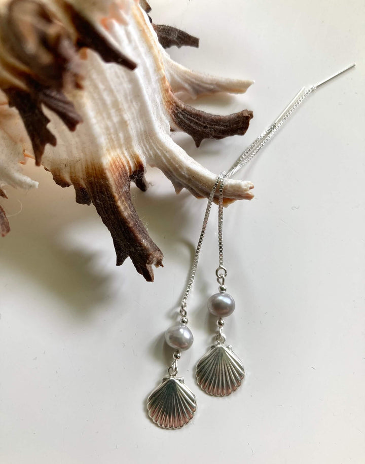 Shellandpearlthreadearringsforwomen