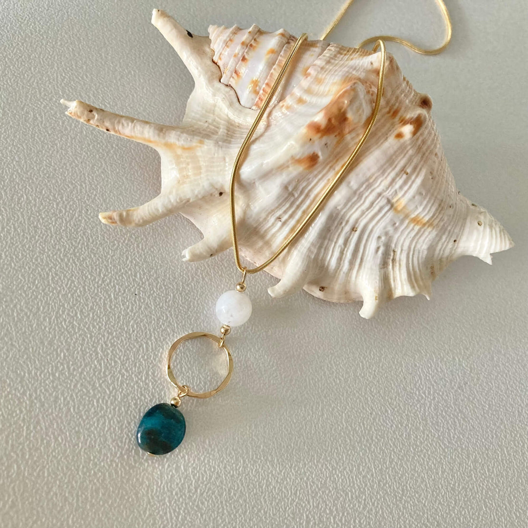 Atlantis Apatite & Moonstone Gold Pendant Necklace