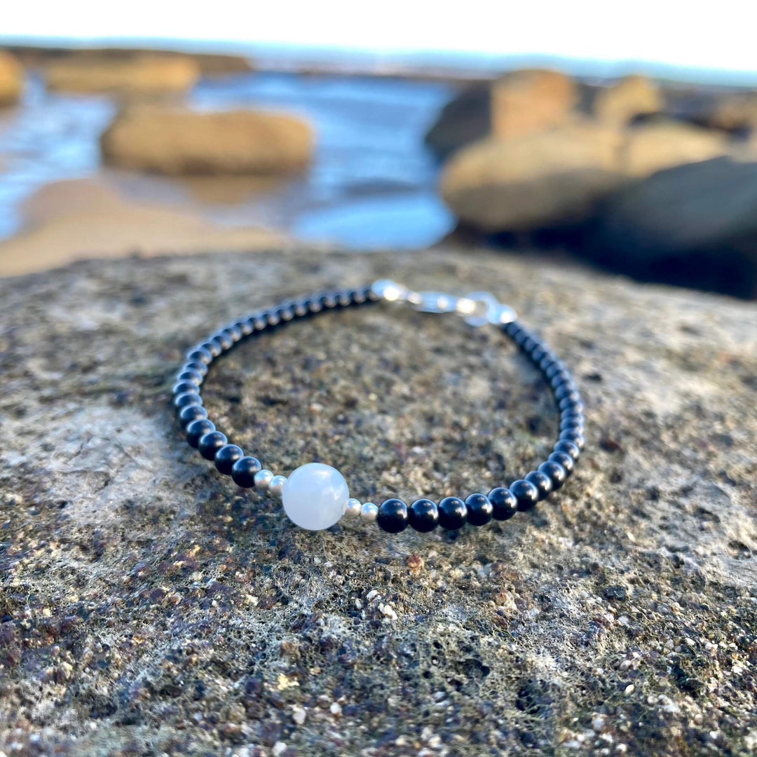 Black Tourmaline & Moonstone Bracelet 