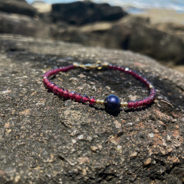 Garnet & Black Pearl Bracelet for empowerment