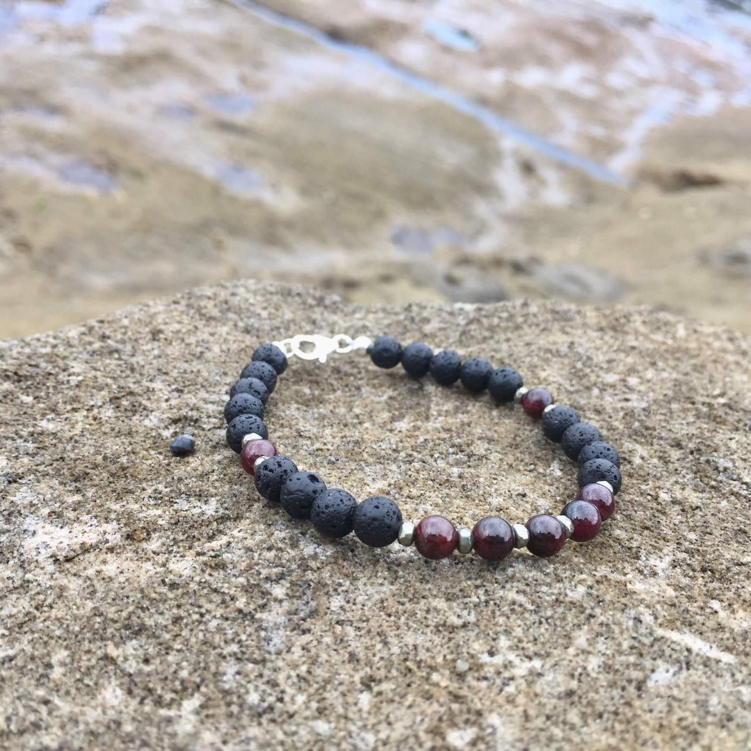 Garnet and Pyrite diffuser bracelet