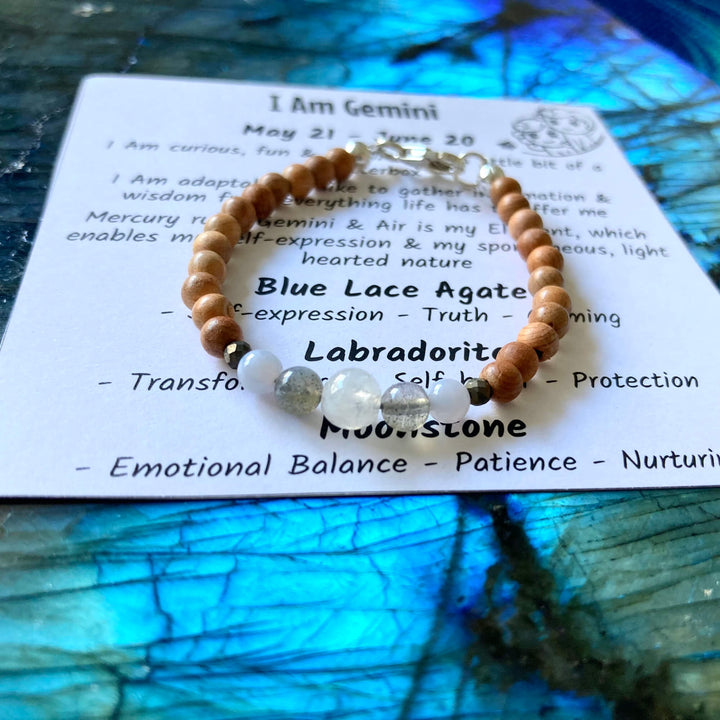 Gemini Zodiac Wooden Bracelet