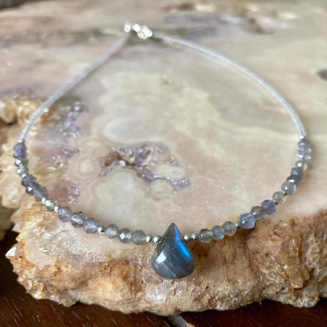 Labradorite & Iolite Crystal ladies Necklace