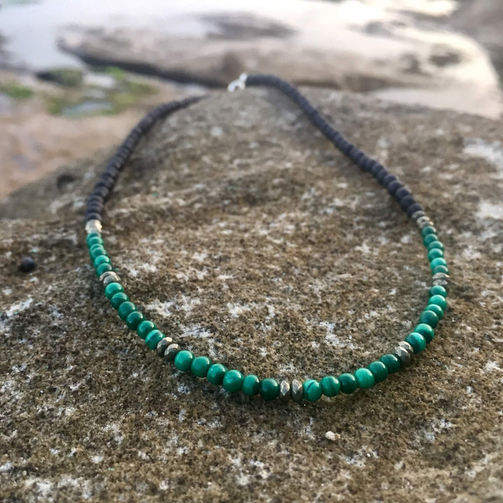 Malachite & Pyrite Diffuser Necklace 