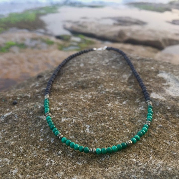 Malachite & Pyrite Essential Oil Diffuser Necklace