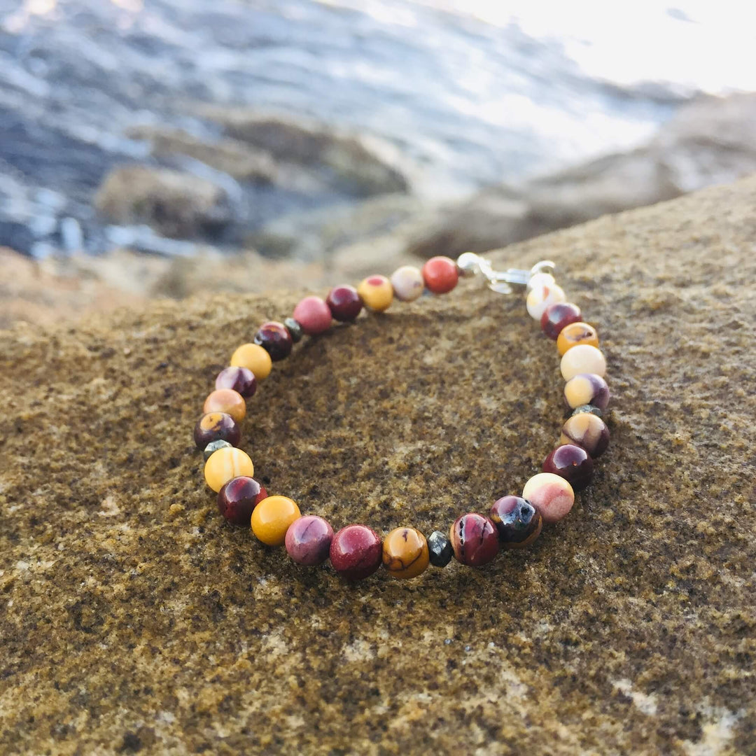 Mookaite Bracelet with Pyrite Hand Beaded by House of Aloha Central Coast NSW Australia