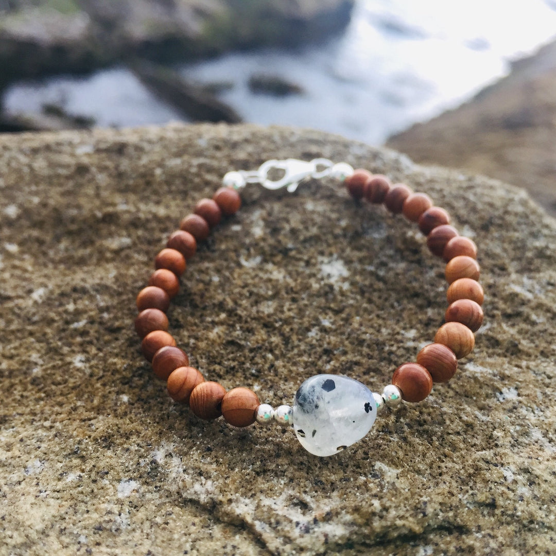 Moon Child Bracelet with Wood Beads