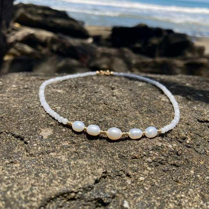 Moonstone Pearl Gold Necklace for empowerment
