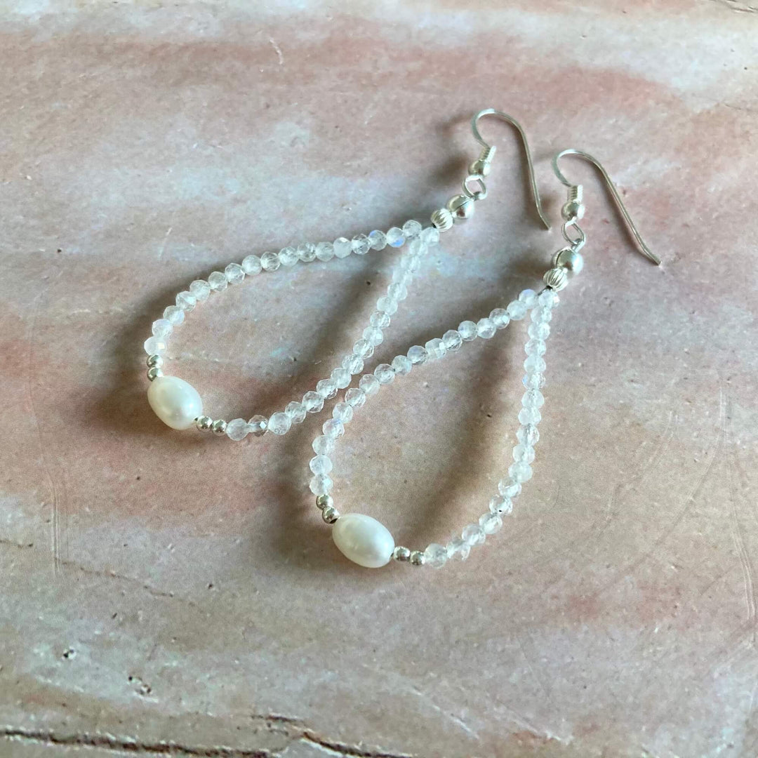moonstone & pearl earrings