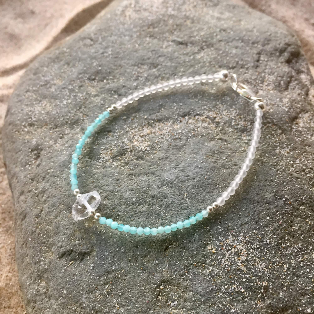 Amazonite & Herkimer Diamond Ladies Crystal Bracelet