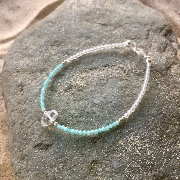 Amazonite & Herkimer Diamond Ladies Crystal Bracelet