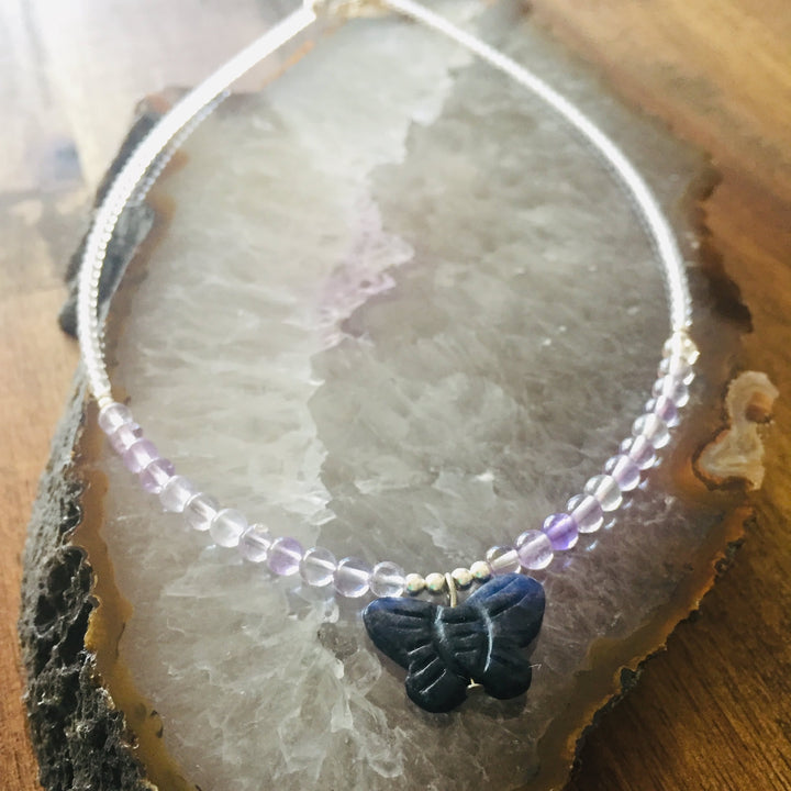 ametrine & Sodalite butterfly kids necklace