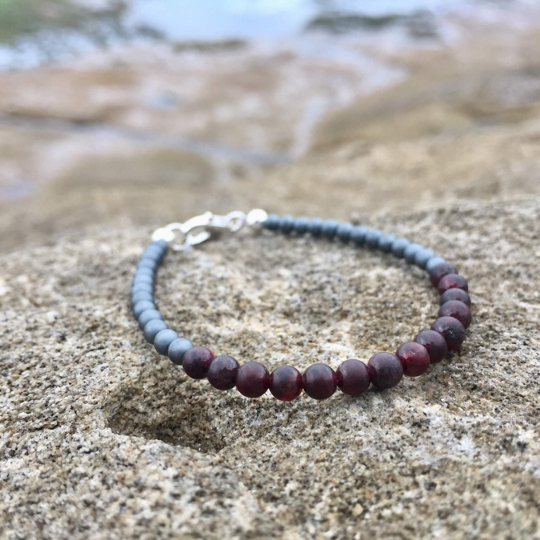 boys garnet birthstone bracelet for january