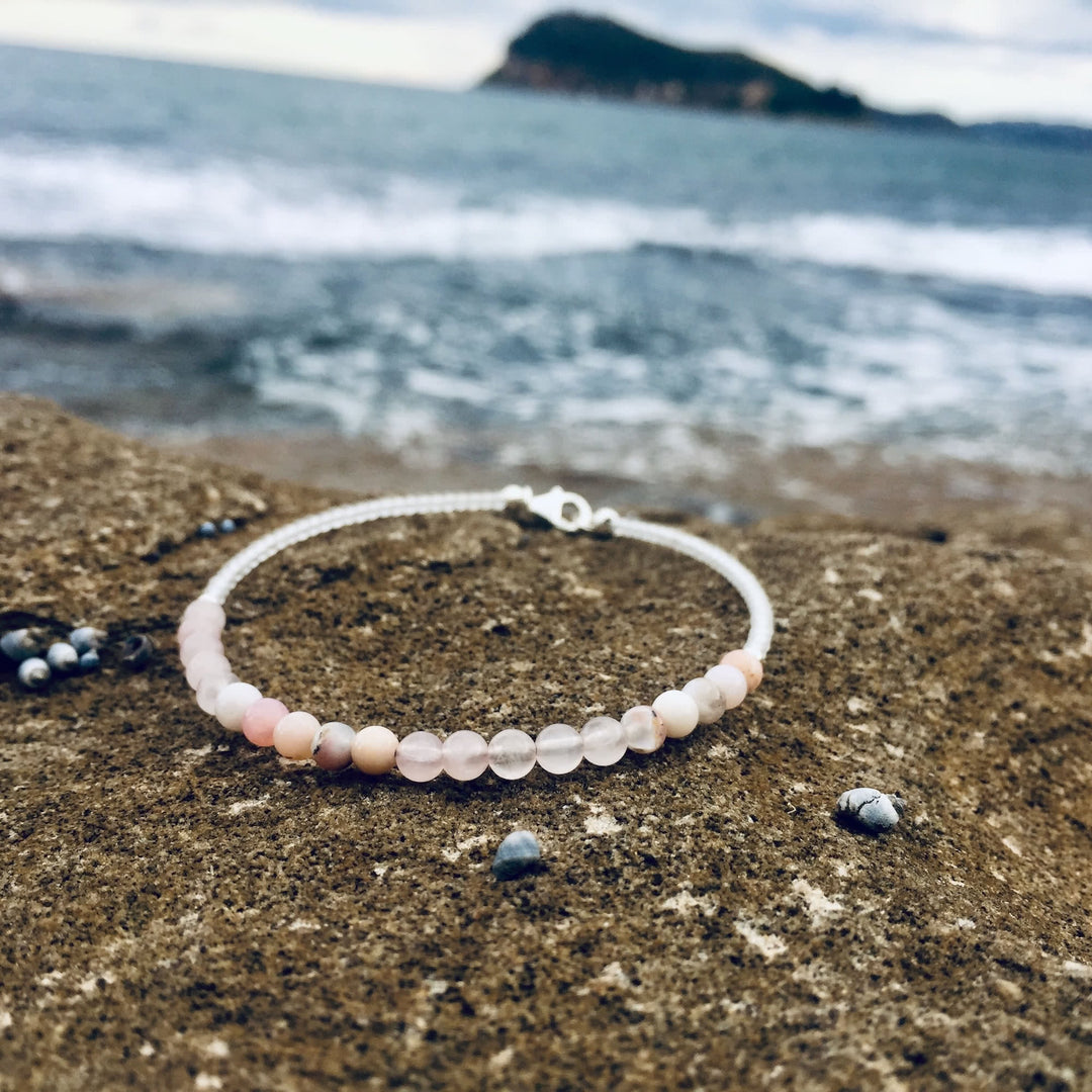 pink opal and rose quartz healing anklet